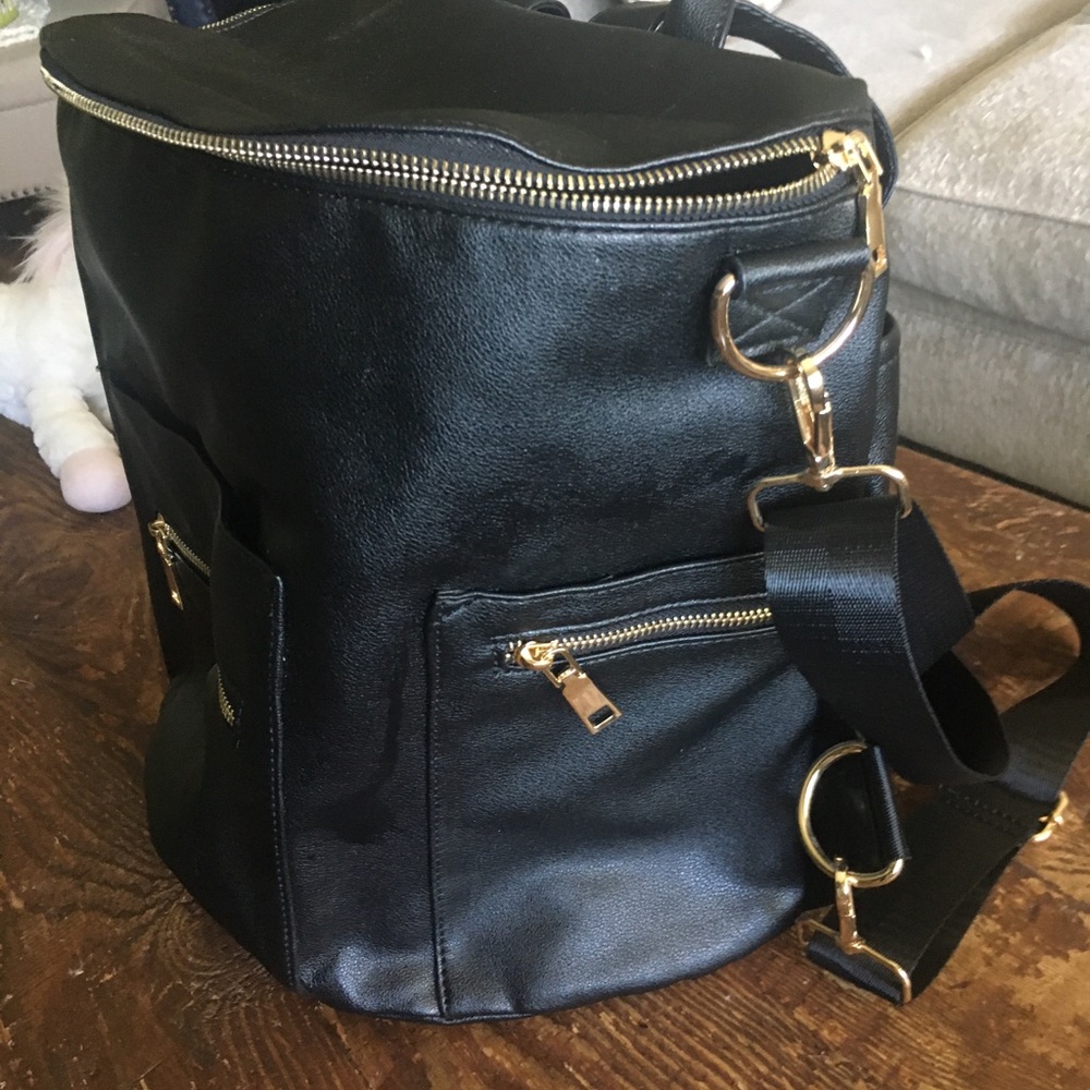 Black back pack diaper bag